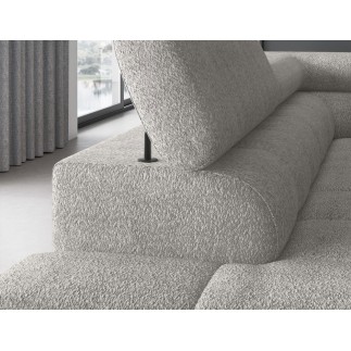 Canapé d'angle convertible FERNAND tissu bouclette Luxe gris, 5 places, angle gauche (vu de face)