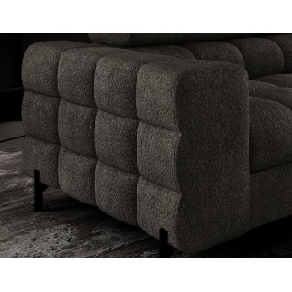 Canapé d'angle convertible FERNAND tissu bouclette Luxe gris anthracite, 5 places, angle gauche (vu de face)