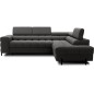 Canapé d'angle convertible, FERNAND tissu bouclette Luxe gris anthracite, 5 places, angle droit (vu de face)