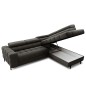 Canapé d'angle convertible, FERNAND tissu bouclette Luxe gris anthracite, 5 places, angle droit (vu de face)