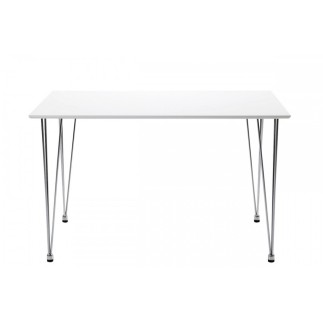 Table à manger blanc laqué design, LEONA