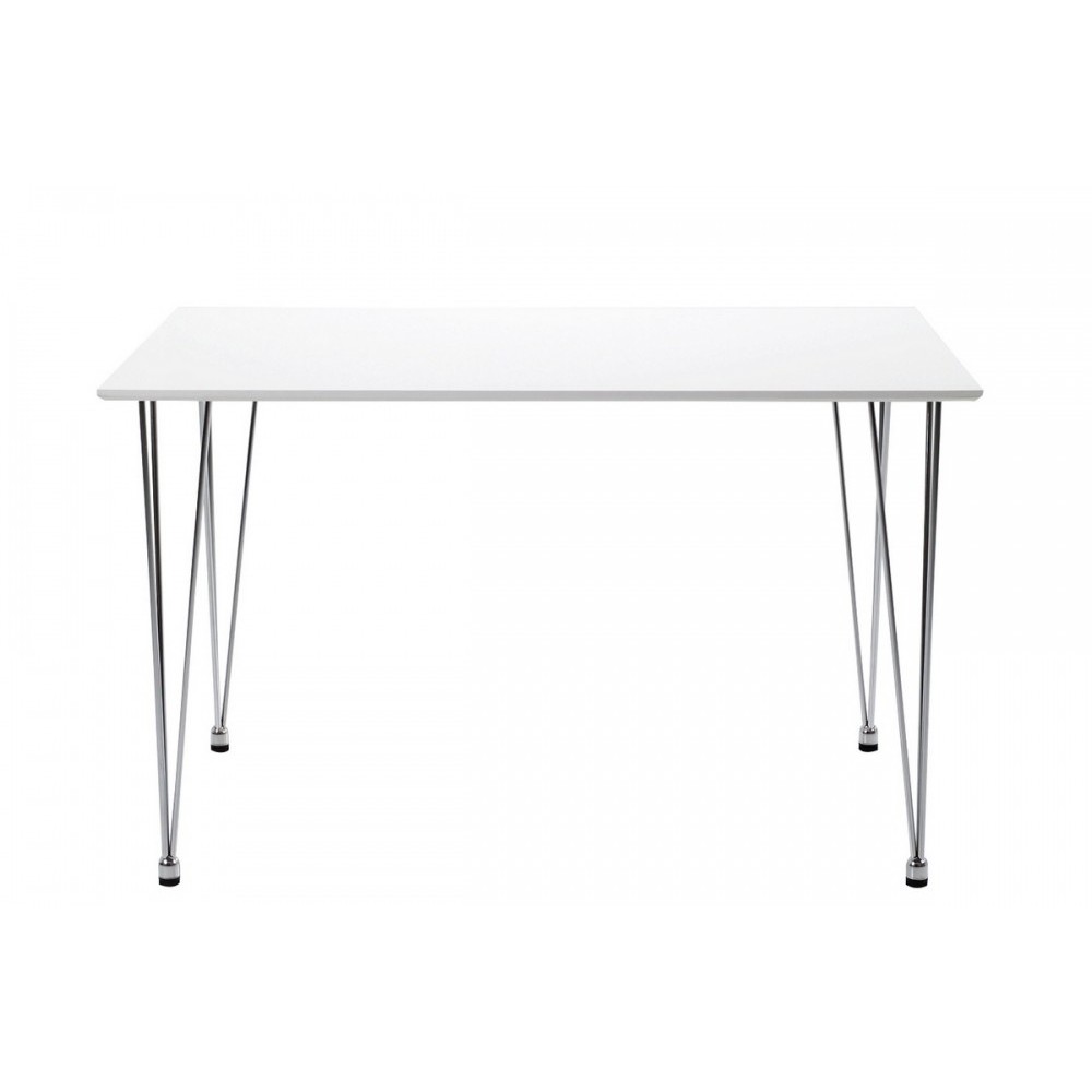 Table à manger blanc laqué design, LEONA