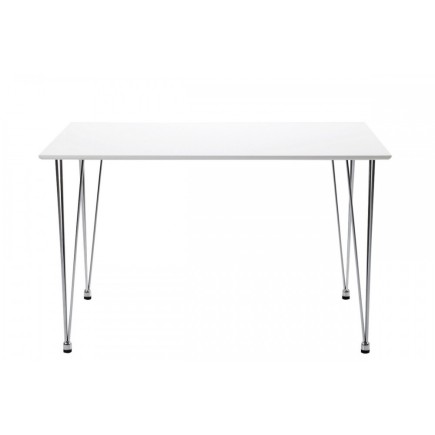 Table à manger blanc laqué design, LEONA