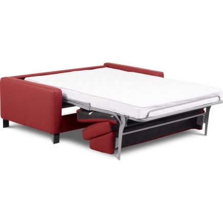 Canapé 3 places convertible en cuir italien de luxe ARUS, rouge foncé