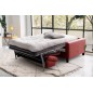 Canapé 3 places convertible en cuir italien de luxe ARUS, rouge foncé