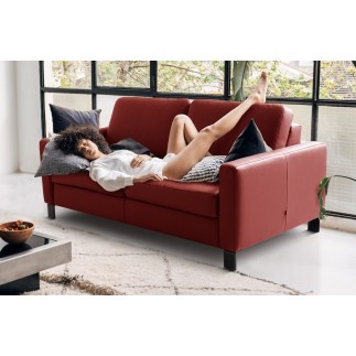 Canapé 3 places convertible en cuir italien de luxe ARUS, rouge foncé