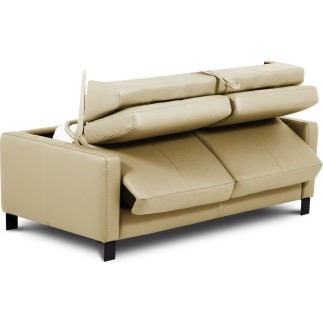 Canapé 3 places convertible en cuir italien de luxe ARUS, beige