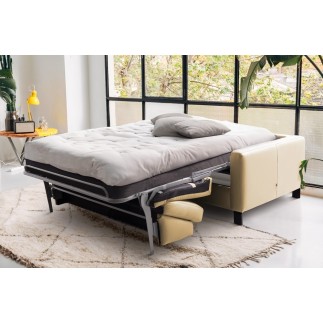 Canapé 3 places convertible en cuir italien de luxe ARUS, beige