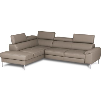 Canapé d'angle convertible en cuir italien luxe 5 places
