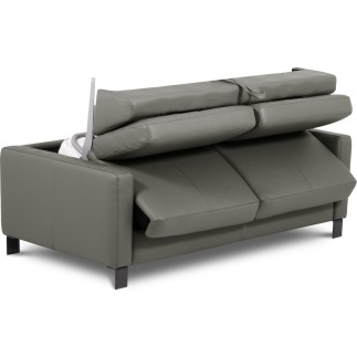 Canapé 3 places convertible en cuir italien de luxe ARUS, gris foncé