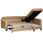 Canapé d'angle convertible en cuir italien de luxe 5 places BRUCE, avec coffre, beige, angle droit (vu de face)
