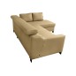 Canapé d'angle convertible en cuir italien de luxe 5 places BRUCE, avec coffre, beige, angle droit (vu de face)