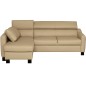 Canapé d'angle convertible en cuir italien de luxe 5 places - BRUCE, avec coffre, beige, angle gauche (vu de face)