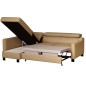 Canapé d'angle convertible en cuir italien de luxe 5 places - BRUCE, avec coffre, beige, angle gauche (vu de face)