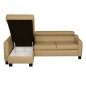 Canapé d'angle convertible en cuir italien de luxe 5 places - BRUCE, avec coffre, beige, angle gauche (vu de face)