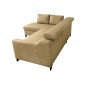 Canapé d'angle convertible en cuir italien de luxe 5 places - BRUCE, avec coffre, beige, angle gauche (vu de face)