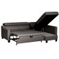 Canapé d'angle convertible en cuir italien de luxe 5 places BRUCE, avec coffre, gris foncé, angle droit (vu de face)