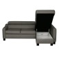 Canapé d'angle convertible en cuir italien de luxe 5 places BRUCE, avec coffre, gris foncé, angle droit (vu de face)