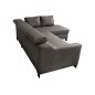 Canapé d'angle convertible en cuir italien de luxe 5 places BRUCE, avec coffre, gris foncé, angle droit (vu de face)