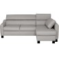 Canapé d'angle convertible en cuir italien de luxe 5 places BRUCE, avec coffre, gris clair, angle droit (vu de face)