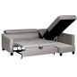 Canapé d'angle convertible en cuir italien de luxe 5 places BRUCE, avec coffre, gris clair, angle droit (vu de face)