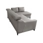 Canapé d'angle convertible en cuir italien de luxe 5 places BRUCE, avec coffre, gris clair, angle droit (vu de face)