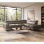 Canapé d'angle convertible en cuir italien luxe 5 places, Hombourg, coffre, taupe, angle droit