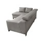 Canapé d'angle convertible en cuir italien de luxe 5 places BRUCE, avec coffre, gris clair, angle gauche (vu de face)