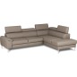 Canapé d'angle convertible en cuir italien luxe 5 places, Hombourg, coffre, taupe, angle droit