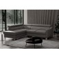 Canapé d'angle convertible en cuir italien de luxe 5 places - ASLAN avec coffre, gris foncé, angle gauche (vu de face)