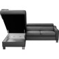 Canapé d'angle convertible en cuir italien de luxe 5 places - ASLAN avec coffre, gris foncé, angle gauche (vu de face)