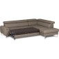 Canapé d'angle convertible en cuir italien luxe 5 places, Hombourg, coffre, taupe, angle droit