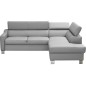 Canapé d'angle convertible en cuir italien de luxe 5 places - ASLAN, avec coffre, gris clair, angle droit (vu de face)