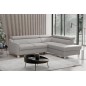 Canapé d'angle convertible en cuir italien de luxe 5 places - ASLAN, avec coffre, gris clair, angle droit (vu de face)