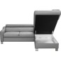Canapé d'angle convertible en cuir italien de luxe 5 places - ASLAN, avec coffre, gris clair, angle droit (vu de face)
