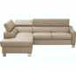 Canapé d'angle convertible en cuir italien de luxe 5 places - ASLAN avec coffre, beige, angle gauche (vu de face)