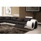Canapé d'angle en cuir italien 5/6 places PETIT EXCELIA, noir et blanc, angle gauche,