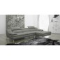 Canapé d'angle en cuir italien 5 places LIBERTY, gris clair, angle droit