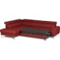 Canapé d'angle convertible en cuir italien luxe 5 places, Hombourg, coffre, rouge foncé, angle gauche Canapé d'angle convertible en cuir italien luxe 5 places, Hombourg, coffre, rouge foncé, angle gauche