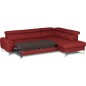 Canapé d'angle convertible en cuir italien luxe 5 places, Hombourg, coffre, ROUGE, angle droit Canapé d'angle convertible en cuir italien luxe 5 places, Hombourg, coffre, ROUGE, angle droit