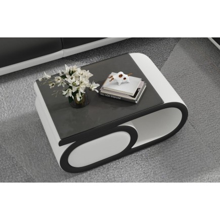 Table basse design LUXIA, blanc et noir