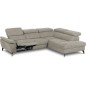Canapé d'angle avec relax électrique tissu effet grain, 5/6 places SOLARO, beige, angle droit