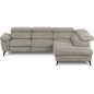 Canapé d'angle avec relax électrique tissu effet grain, 5/6 places SOLARO, beige, angle droit