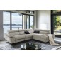 Canapé d'angle avec relax électrique tissu effet grain, 5/6 places SOLARO, beige, angle droit