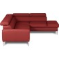 Canapé d'angle convertible en cuir italien luxe 5 places, Hombourg, coffre, ROUGE, angle droit Canapé d'angle convertible en cuir italien luxe 5 places, Hombourg, coffre, ROUGE, angle droit
