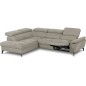 Canapé d'angle avec relax électrique tissu effet grain, 5/6 places SOLARO, beige, angle gauche