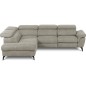 Canapé d'angle avec relax électrique tissu effet grain, 5/6 places SOLARO, beige, angle gauche