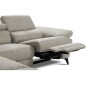Canapé d'angle avec relax électrique tissu effet grain, 5/6 places SOLARO, beige, angle gauche