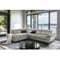 Canapé d'angle avec relax électrique tissu effet grain, 5/6 places SOLARO, beige, angle gauche
