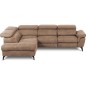 Canapé d'angle avec relax électrique en tissu effet grain, 5/6 places SOLARO, marron, angle gauche